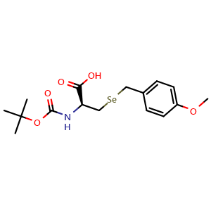 Chemical structure of Boc-D-Sec(Mob)-OH , CAS 1275614-52-2, AChemBlock AD266779