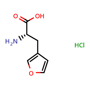 Chemical structure of (S)-2-amino-3-(furan-3-yl)propanoic acid hydrochloride , CAS 129030-33-7, AChemBlock AD266786