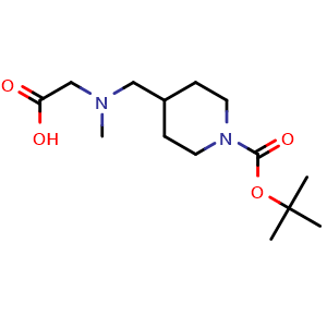 Chemical structure of 2-((1-Boc-4-piperidyl)methylmethylamino)acetic acid , CAS 1353960-10-7, AChemBlock AD266817