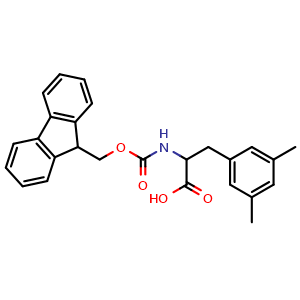 Chemical structure of 3-(3,5-Dimethylphenyl)-2-({[(9H-fluoren-9-yl)methoxy]carbonyl}amino)propanoic acid , CAS 1379857-65-4, AChemBlock AD266831