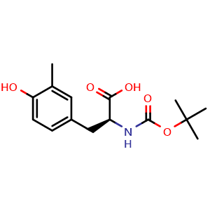 Chemical structure of N-[(1,1-Dimethylethoxy)carbonyl]-3-methyl-L-tyrosine , CAS 1383659-46-8, AChemBlock AD266833