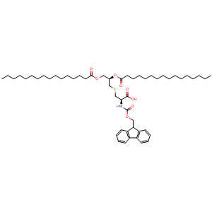 Chemical structure of Fmoc-(R)-Cys((R)-2,3-di(paImitoyloxy)propyl)OH , CAS 139573-77-6, AChemBlock AD266836