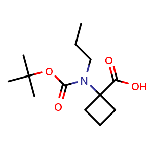 Chemical structure of 1-((tert-Butoxycarbonyl)(propyl)amino)cyclobutane-1-carboxylic acid , CAS 1411709-00-6, AChemBlock AD266844