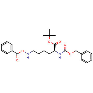Chemical structure of tert-Butyl (2S)-6-[(benzoyloxy)amino]-2-{[(benzyloxy)carbonyl]amino}hexanoate , CAS 1415113-15-3, AChemBlock AD266848