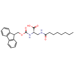 Chemical structure of Fmoc-Dap(Octanoyl)-OH , CAS 1423018-04-5, AChemBlock AD266855