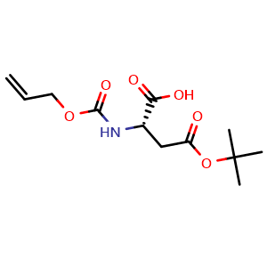 Chemical structure of (S)-2-(((Allyloxy)carbonyl)amino)-4-(tert-butoxy)-4-oxobutanoic acid , CAS 143305-35-5, AChemBlock AD266862