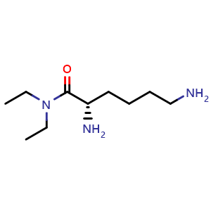 Chemical structure of (2S)-2,6-Diamino-N,N-diethylhexanamide , CAS 143983-22-6, AChemBlock AD266866