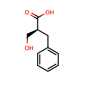 Chemical structure of (S)-2-hydroxymethyl-3-phenylpropionic acid , CAS 147383-72-0, AChemBlock AD266889
