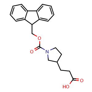 Chemical structure of Fmoc-3-pyrrolidinepropanoic acid , CAS 1537722-39-6, AChemBlock AD266899