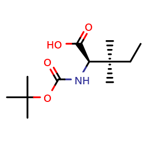 Chemical structure of (R)-2-((tert-Butoxycarbonyl)amino)-3,3-dimethylpentanoic acid , CAS 161479-51-2, AChemBlock AD266926