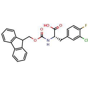 Chemical structure of Fmoc-L-Phe(3-Cl,4-F)-OH , CAS 1629658-17-8, AChemBlock AD266934