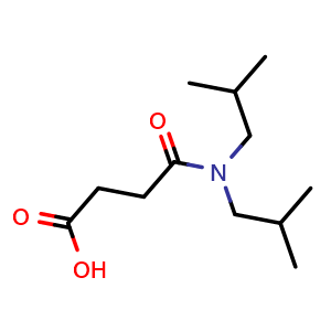 Chemical structure of 4-(Bis(2-methylpropyl)amino)-4-oxobutanoic acid , CAS 1719-00-2, AChemBlock AD266963