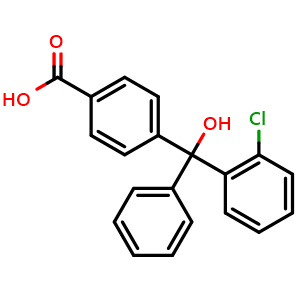 Chemical structure of 4-((2-Chlorophenyl)(hydroxy)(phenyl)methyl)benzoic acid , CAS 172976-68-0, AChemBlock AD266968