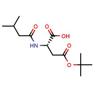 Chemical structure of (S)-4-(tert-Butoxy)-2-(3-methylbutanamido)-4-oxobutanoic acid , CAS 1786718-41-9, AChemBlock AD266972