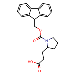 Chemical structure of N-Fmoc-3-pyrrolidin-2-ylpropionic acid , CAS 1873205-29-8, AChemBlock AD266992