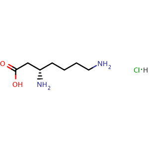 Chemical structure of (S)-3,7-Diaminoheptanoic acid hydrochloride , CAS 192003-02-4, AChemBlock AD267002