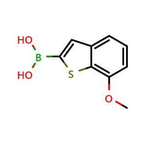 Chemical structure of 7-Methoxybenzo(b)thiophene-2-boronic acid , CAS 193965-35-4, AChemBlock AD267013