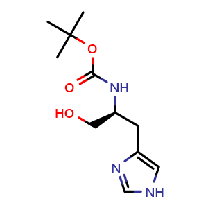 Chemical structure of tert-butyl (S)-(1-hydroxy-3-(1H-imidazol-4-yl)propan-2-yl)carbamate , CAS 198471-95-3, AChemBlock AD267020