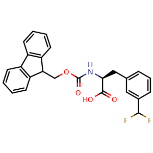 Chemical structure of (S)-2-((((9H-fluoren-9-yl)methoxy)carbonyl)amino)-3-(3-(difluoromethyl)phenyl)propanoic acid , CAS 1998640-07-5, AChemBlock AD267024
