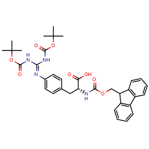 Chemical structure of Fmoc-D-Phe(4-Boc2-guanidino)-OH , CAS 2044709-96-6, AChemBlock AD267044