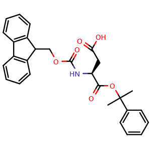 Chemical structure of (3S)-3-({[(9H-fluoren-9-yl)methoxy]carbonyl}amino)-4-oxo-4-[(2-phenylpropan-2-yl)oxy]butanoic acid , CAS 207305-95-1, AChemBlock AD267049