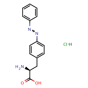 Chemical structure of (S)-2-amino-3-(4-(phenyldiazenyl)phenyl)propanoic acid hydrochloride , CAS 2137036-84-9, AChemBlock AD267066