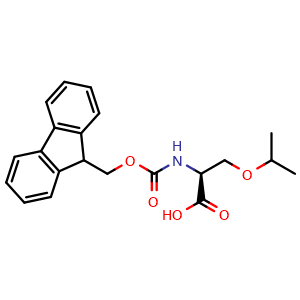 Chemical structure of (2S)-2-({[(9H-fluoren-9-yl)methoxy]carbonyl}amino)-3-(propan-2-yloxy)propanoic acid , CAS 2137146-08-6, AChemBlock AD267069
