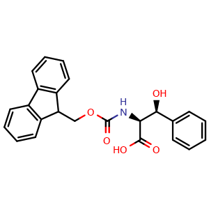 Chemical structure of (2S,3S)-2-((((9H-fluoren-9-yl)methoxy)carbonyl)amino)-3-hydroxy-3-phenylpropanoic acid , CAS 2143026-60-0, AChemBlock AD267071