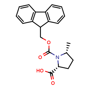 Chemical structure of (2R,5R)-1-(((9H-fluoren-9-yl)methoxy)carbonyl)-5-methylpyrrolidine-2-carboxylic acid , CAS 2227752-59-0, AChemBlock AD267101