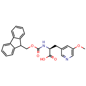 Chemical structure of (S)-2-((((9H-fluoren-9-yl)methoxy)carbonyl)amino)-3-(5-methoxypyridin-3-yl)propanoic acid , CAS 2271695-22-6, AChemBlock AD267126