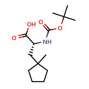 Chemical structure of N-Boc-3-(1-methylcyclopentyl)-D-alanine , CAS 2322920-44-3, AChemBlock AD267135