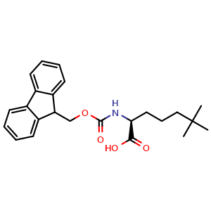 Chemical structure of Fmoc-(2S)-2-Amino-6,6-dimethylheptanoic acid , CAS 2349756-34-7, AChemBlock AD267159