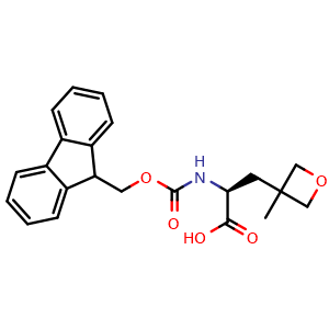 Chemical structure of (S)-N-Fmoc-3-(3-methyloxetan-3-yl)-2-aminopropanoic acid , CAS 2349804-53-9, AChemBlock AD267161