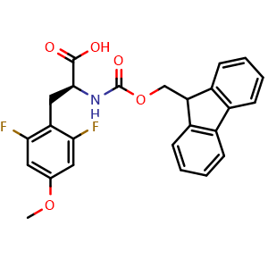 Chemical structure of (S)-2-((((9H-fluoren-9-yl)methoxy)carbonyl)amino)-3-(2,6-difluoro-4-methoxyphenyl)propanoic acid , CAS 2349939-60-0, AChemBlock AD267169