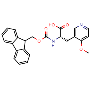 Chemical structure of (S)-2-((((9H-fluoren-9-yl)methoxy)carbonyl)amino)-3-(4-methoxypyridin-3-yl)propanoic acid , CAS 2349964-87-8, AChemBlock AD267172