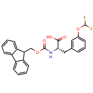 Chemical structure of (S)-2-((((9H-fluoren-9-yl)methoxy)carbonyl)amino)-3-(3-(difluoromethoxy)phenyl)propanoic acid , CAS 2350164-04-2, AChemBlock AD267183