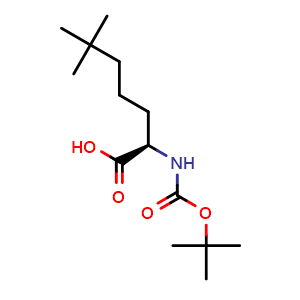 Chemical structure of Boc-(2R)-2-amino-6,6-dimethylheptanoic acid , CAS 2350174-85-3, AChemBlock AD267185