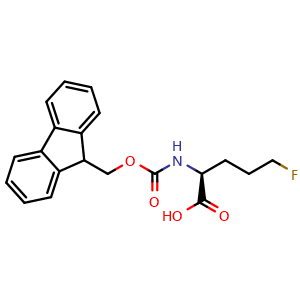 Chemical structure of (2S)-2-Fmoc-amino-5-fluoropentanoic acid , CAS 2350310-77-7, AChemBlock AD267188