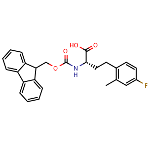 Chemical structure of Fmoc-L-HomoPhe(4-F,2-Me)-OH , CAS 2350337-94-7, AChemBlock AD267189