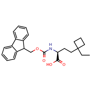 Chemical structure of (S)-Fmoc-2-amino-4-(1-ethylcyclobutyl)butanoicacid , CAS 2350400-29-0, AChemBlock AD267192