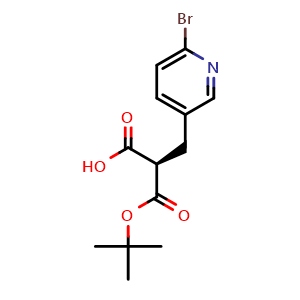 Chemical structure of (R)-3-(6-bromopyridin-3-yl)-2-(Boc)propanoic acid , CAS 2350457-51-9, AChemBlock AD267193