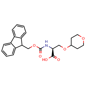 Chemical structure of N-Fmoc-O-(Tetrahydro-2H-pyran-4-yl)-L-serine , CAS 2381179-94-6, AChemBlock AD267202