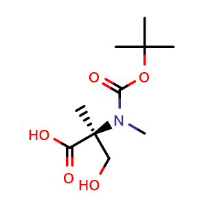Chemical structure of N-[(1,1-Dimethylethoxy)carbonyl]-3-hydroxy-N,2-dimethyl-L-alanine , CAS 2382109-22-8, AChemBlock AD267205