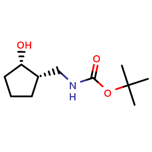 Chemical structure of N-Boc((1S,2S)-2-(aminomethyl)cyclopentyl)-alcohol , CAS 2408937-36-8, AChemBlock AD267214