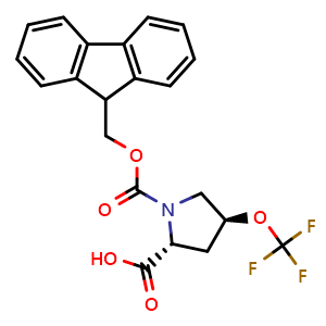 Chemical structure of (2R,4S)-1-(((9H-fluoren-9-yl)methoxy)carbonyl)-4-(trifluoromethoxy)pyrrolidine-2-carboxylic acid , CAS 2408938-51-0, AChemBlock AD267215