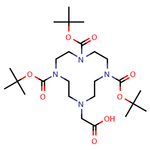 Chemical structure of 1,4,7-Tri-Boc-10-(carboxymethyl)-1,4,7,10-tetraazacyclododecane , CAS 247193-74-4, AChemBlock AD267229