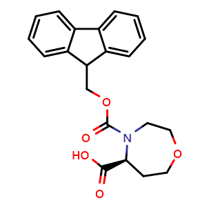 Chemical structure of S-4-Fmoc-1,4-oxazepane-5-carboxylic acid , CAS 2639624-12-5, AChemBlock AD267263