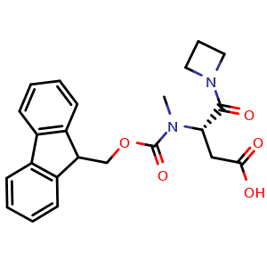 Chemical structure of (S)-3-((((9H-fluoren-9-yl)methoxy)carbonyl)(methyl)amino)-4-(azetidin-1-yl)-4-oxobutanoic acid , CAS 2642726-72-3, AChemBlock AD267277