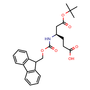 Chemical structure of (R)-4-((((9H-Fluoren-9-yl)methoxy)carbonyl)amino)-6-(tert-Butoxy)-6-oxohexanoic acid , CAS 268542-16-1, AChemBlock AD267290
