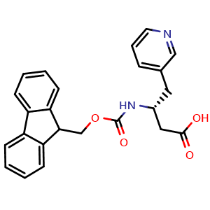 Chemical structure of Fmoc-(R)-3-Amino-4-(3-pyridyl)-butyric acid , CAS 269396-66-9, AChemBlock AD267292